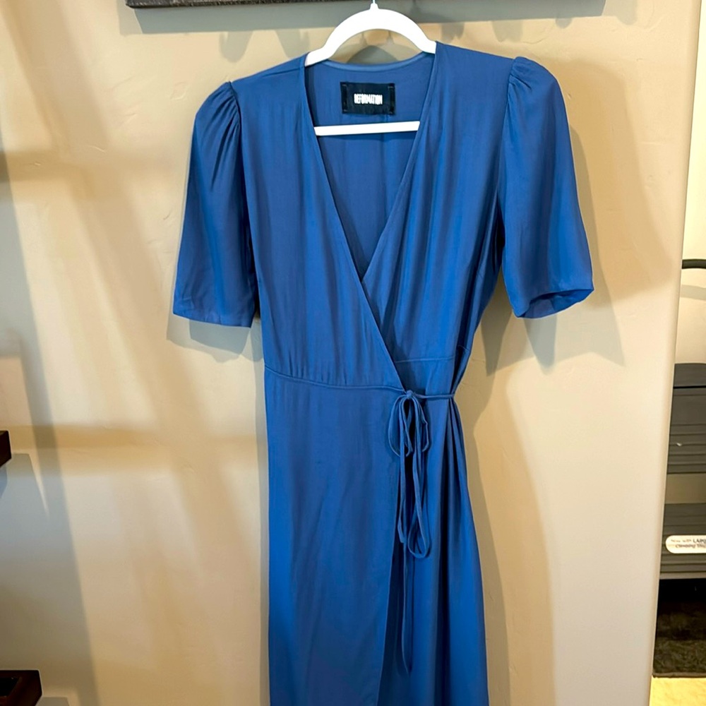 Reformation Blue wrap dress